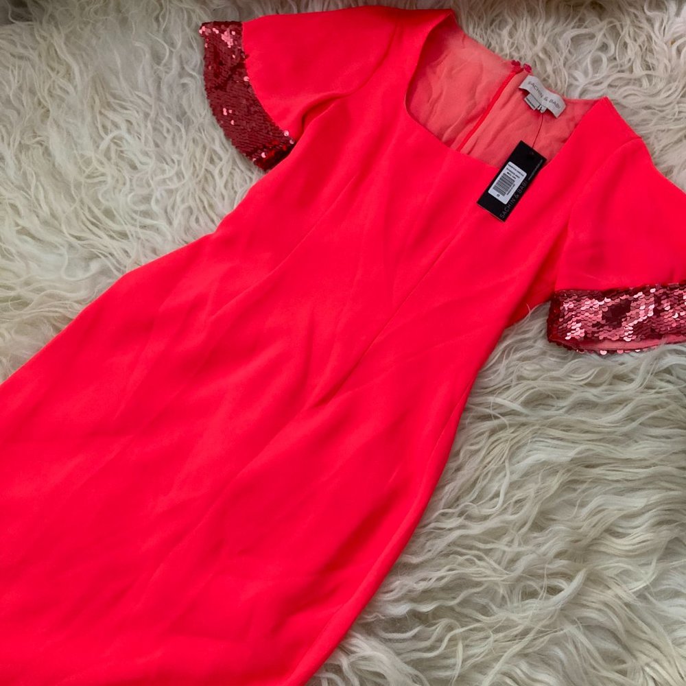 Sachin & Babi Harper Square-Neck Dress w/ Sequin Embellished Sleeves - Picture 4 of 14